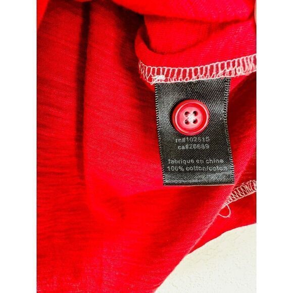 JOHN VARVATOS Embroidered Peace Logo Polo Shirt Red with Stitch, Size Medium - Picture 3 of 4